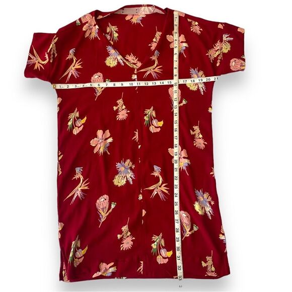 Madewell Novel Bird of Paradise Short Sleeved Dress Drape V-Neck Mini Round Hem - Picture 9 of 13